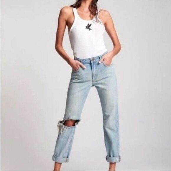 One Teaspoon Relaxed Fit Distressed High Waist Straight Jeans Women's 26 nwt - Picture 1 of 5